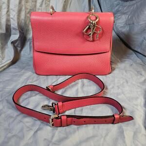 Christian Dior Be Dior Flap Satchel Bag Pink Leather Top Handle Crossbody